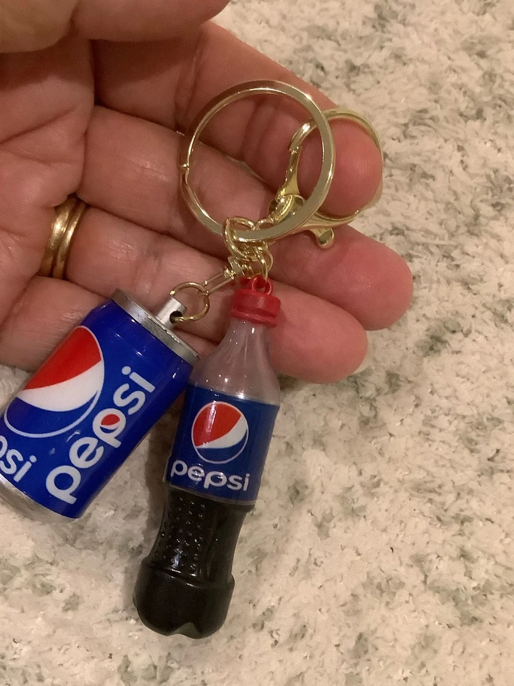 Miniature Pepsi Blue Can & Bottle Keychain Set NWT 4.5x2”